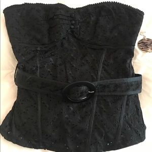 Bebe Black Belted Top Size Small